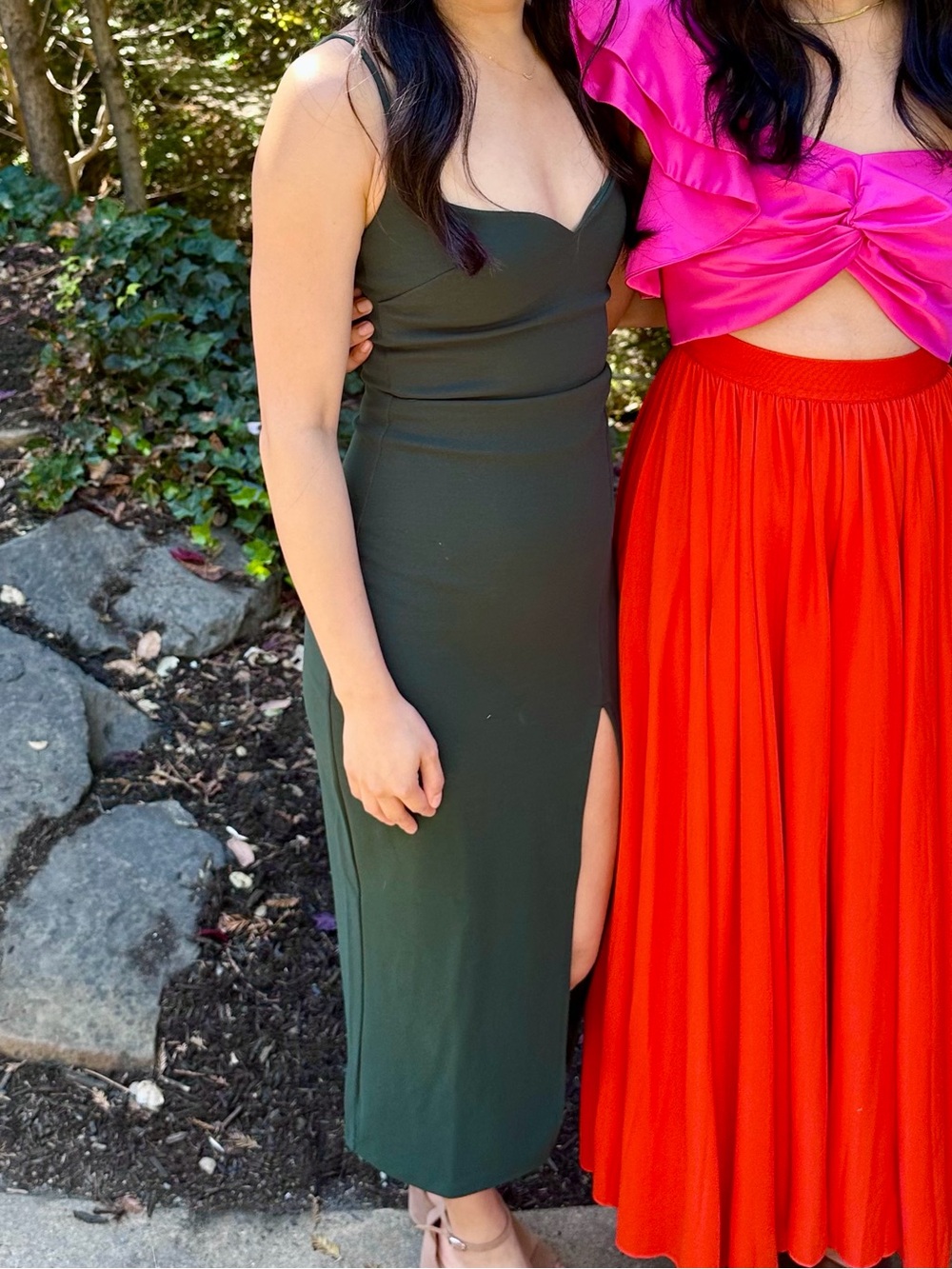 Lulu's Emerald Green Spaghetti Strap Midi Dress